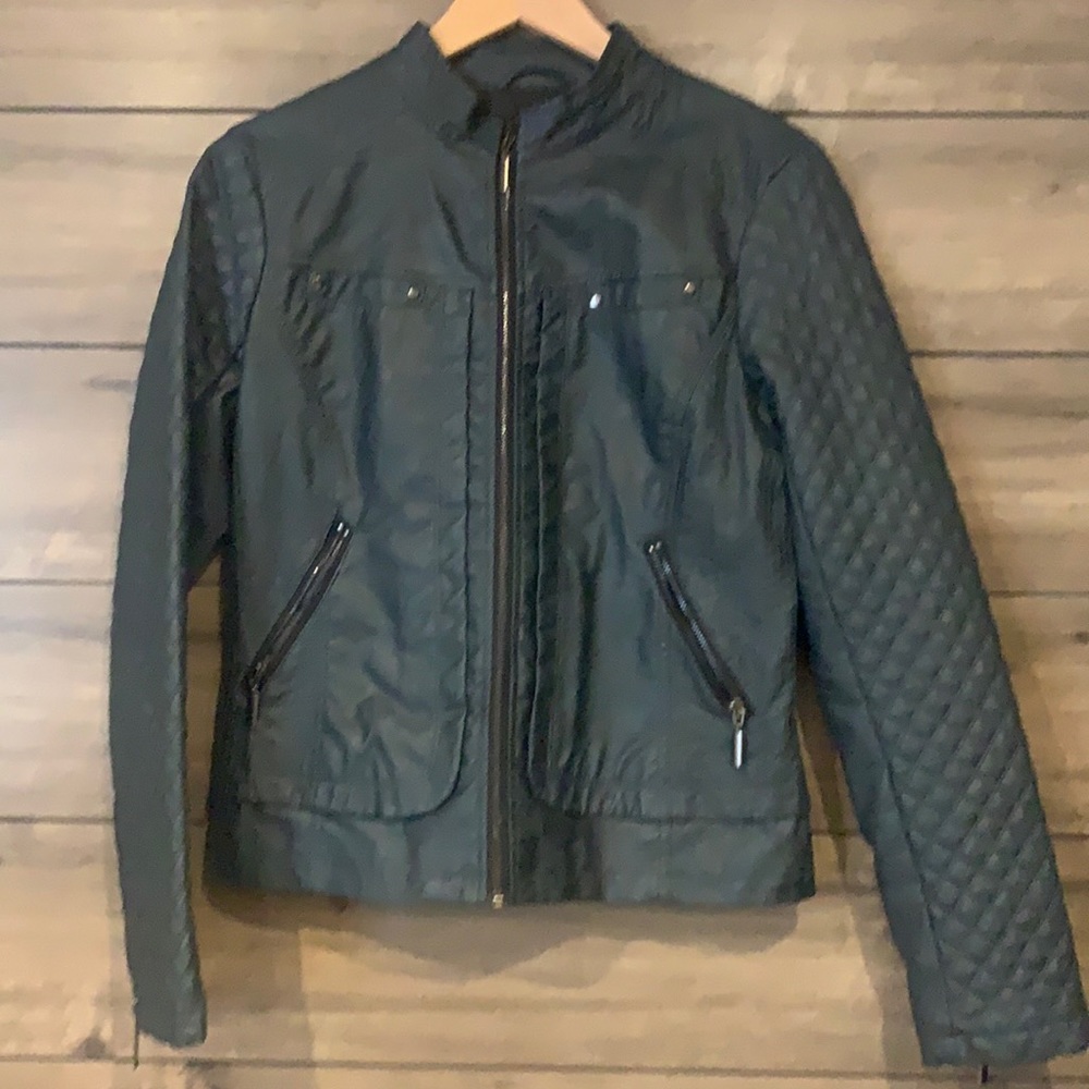 Blue faux leather jacket